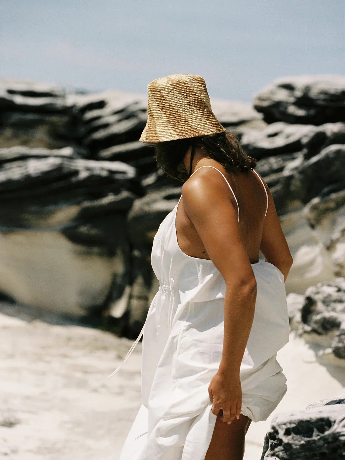 Cyla Bucket Hat Bronze and Natural Spiral