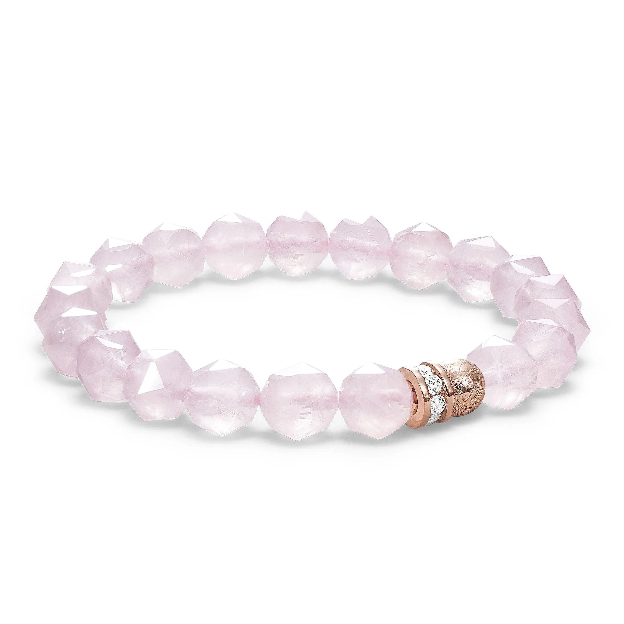 Dala Horse Rose Quartz & Meteorite Stacked Bracelet