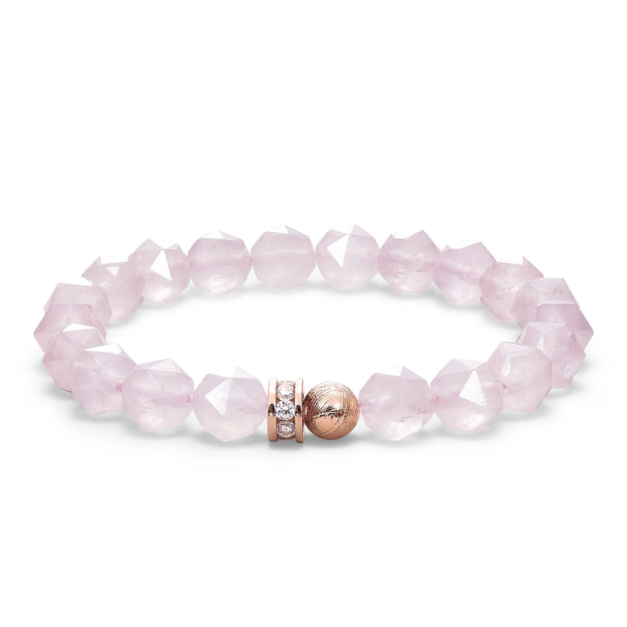 Dala Horse Rose Quartz & Meteorite Stacked Bracelet