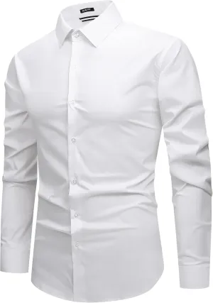 Damipow Mens Slim Fit Dress Shirts Long Sleeve Button Down Cotton Casual Business Shirt