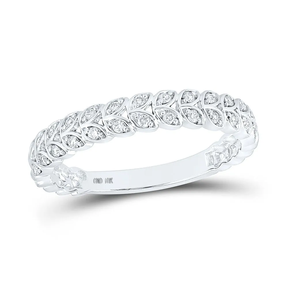 Delicate Diamond Vine Leaf Stackable Band