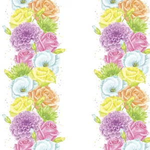 Delicate Flowers Stripe Fabric