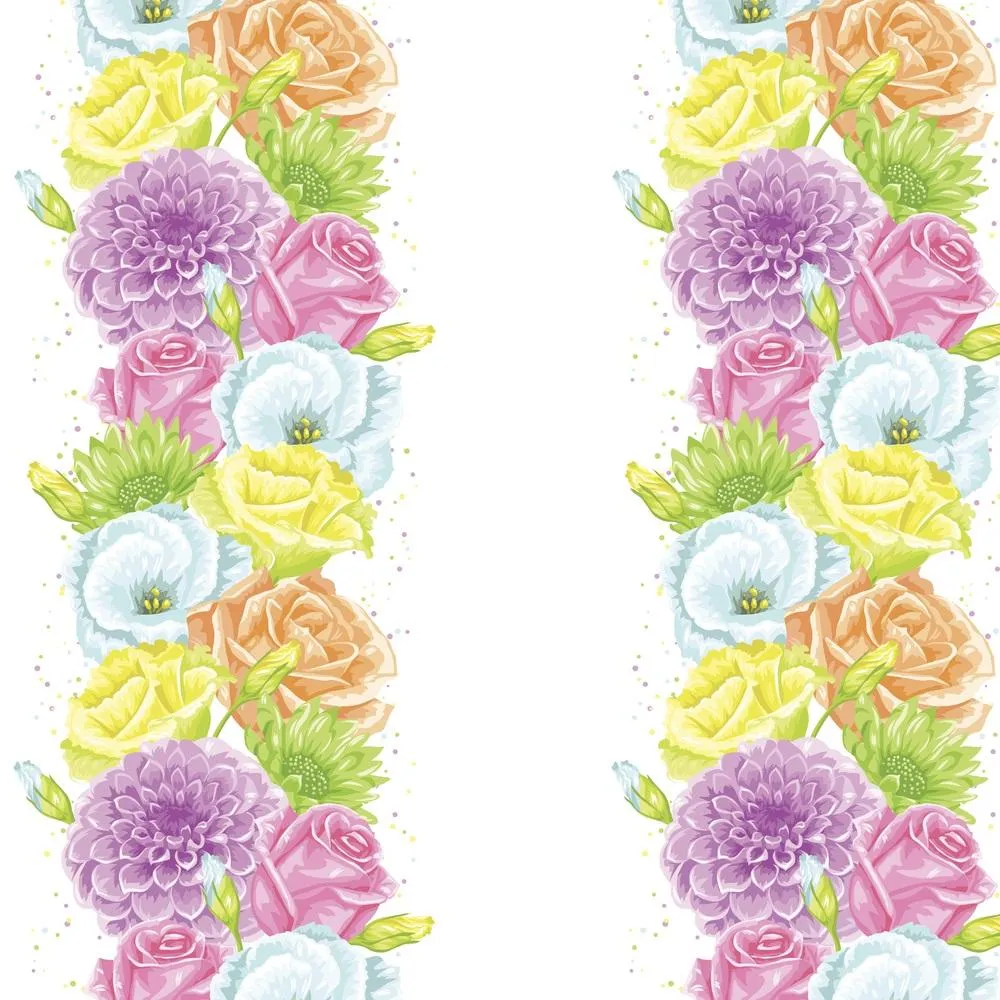 Delicate Flowers Stripe Fabric