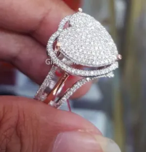 Delicate Love Heart Shaped Crystal Ring