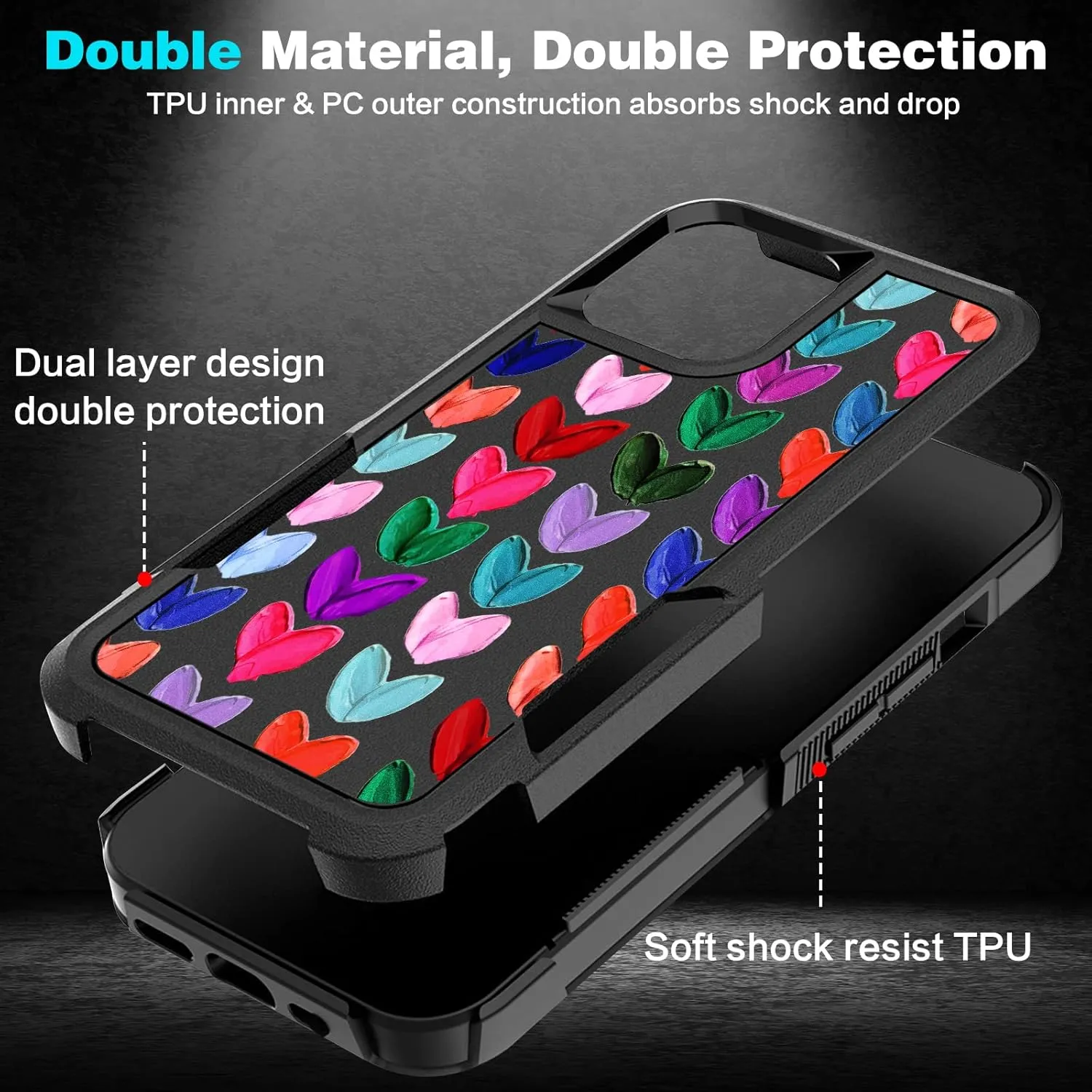 Designed for iPhone 13 Case, Heavy-Duty Tough Rugged Lightweight Slim Shockproof Protective Case for iPhone 13 6.1 Inch,Women Girls,Oil Painting Love Pattern