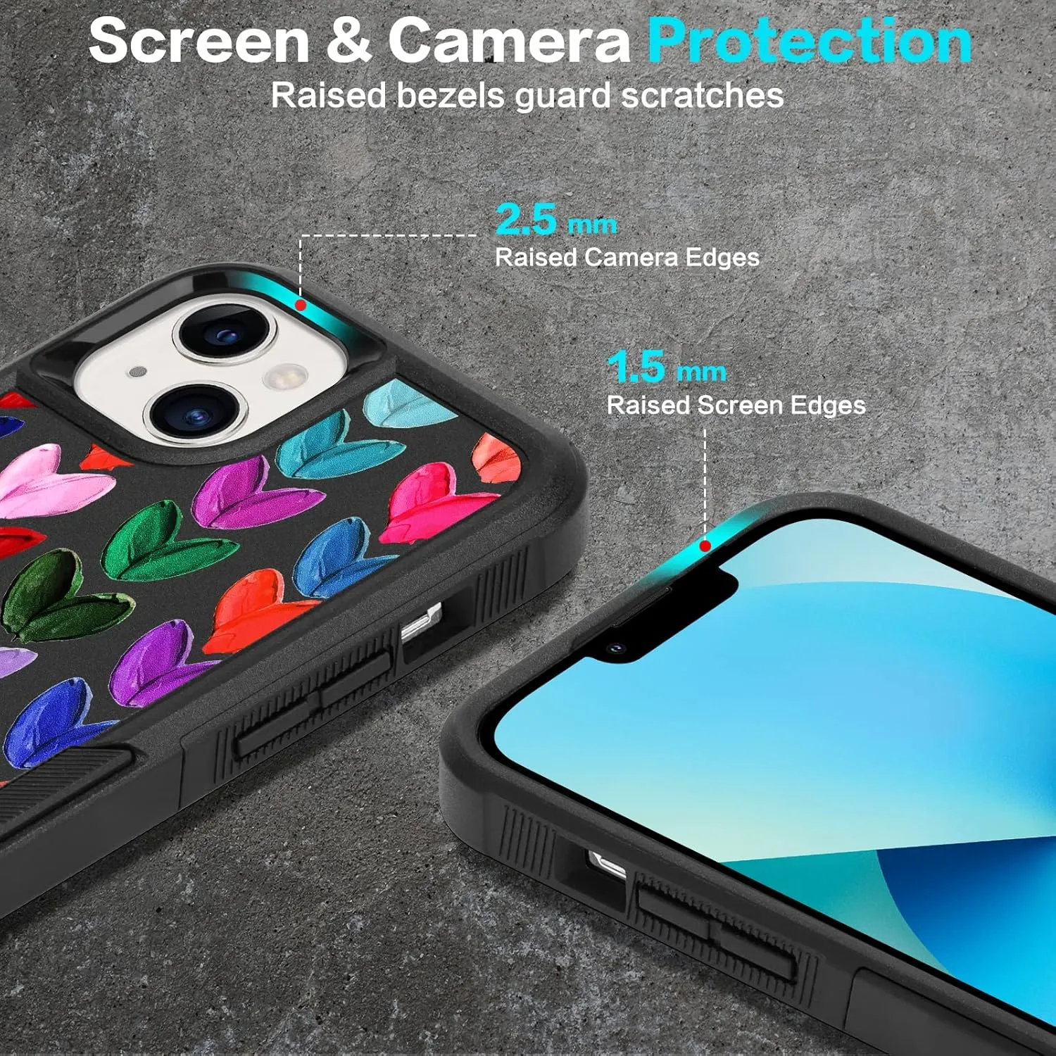 Designed for iPhone 13 Case, Heavy-Duty Tough Rugged Lightweight Slim Shockproof Protective Case for iPhone 13 6.1 Inch,Women Girls,Oil Painting Love Pattern