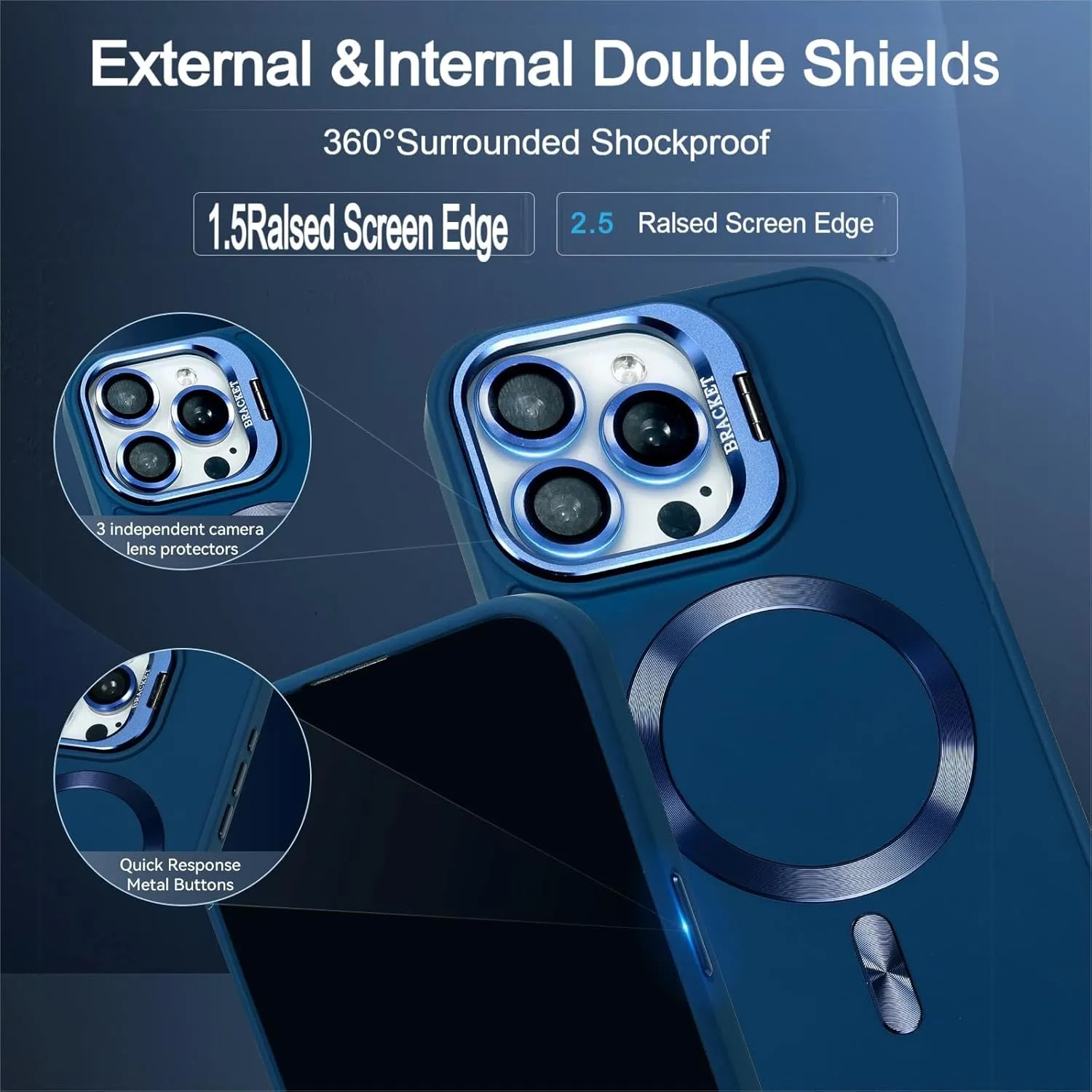 Designed for iPhone 14 Case/iPhone 13 Caes 6.1",Skin Material,Drop Protection Duty,Compatible with MagSafe,Selected Lens Bracket,Lens Protection,No Fading,for Men Women,Dark Blue
