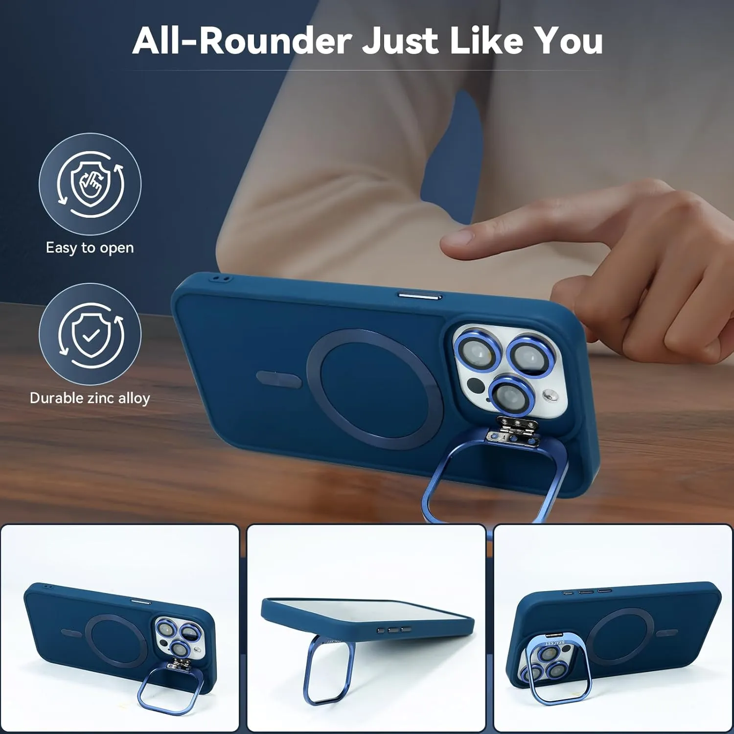 Designed for iPhone 14 Case/iPhone 13 Caes 6.1",Skin Material,Drop Protection Duty,Compatible with MagSafe,Selected Lens Bracket,Lens Protection,No Fading,for Men Women,Dark Blue
