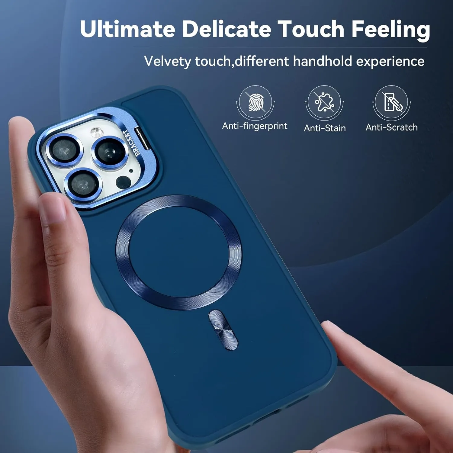 Designed for iPhone 14 Case/iPhone 13 Caes 6.1",Skin Material,Drop Protection Duty,Compatible with MagSafe,Selected Lens Bracket,Lens Protection,No Fading,for Men Women,Dark Blue