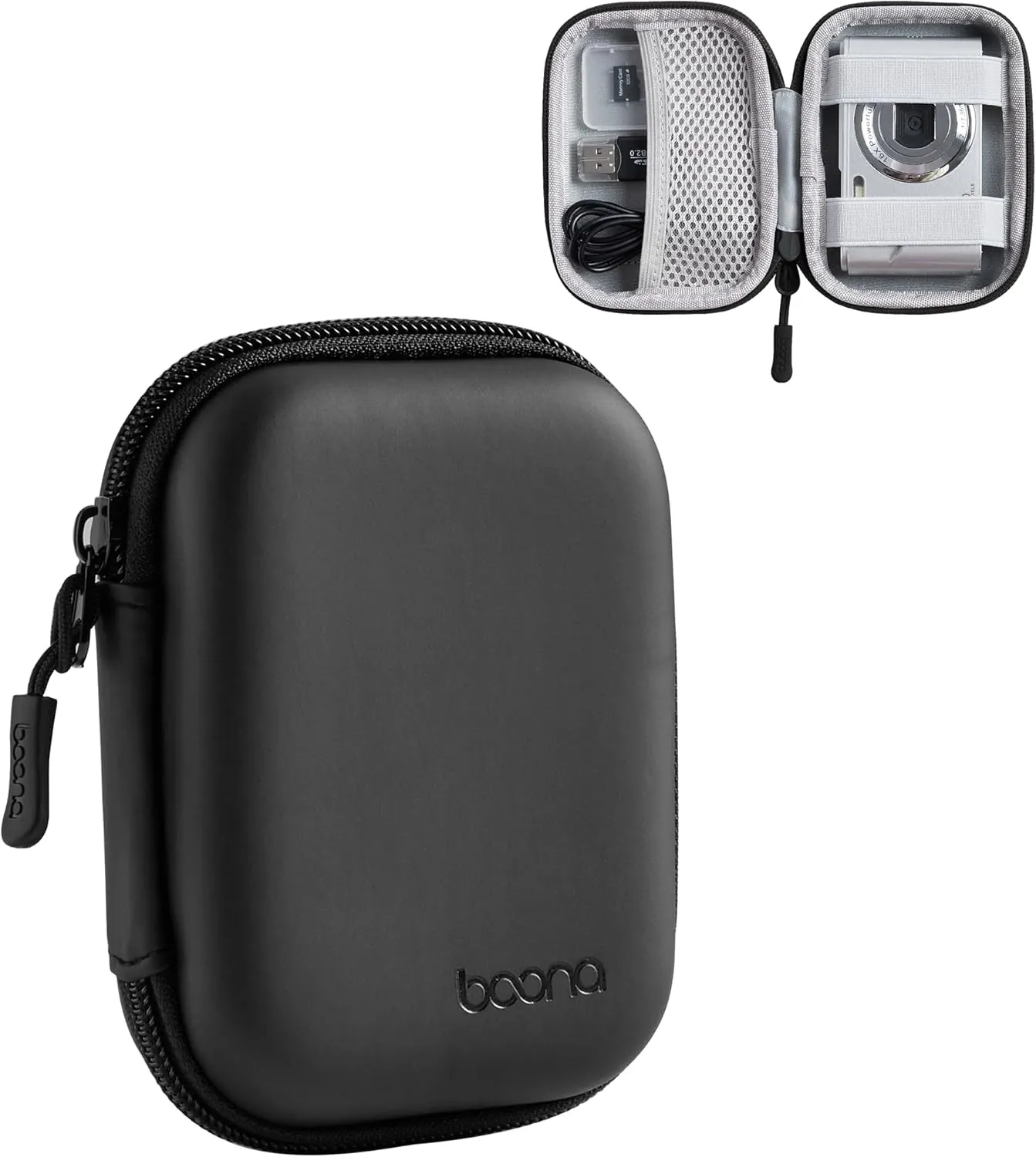 Digital Camera Case for CAMKORY, KODAK PIXPRO FZ45/FZ55, Canon IXUS 285 HS, Lecran, Small Travel Compact Camera Pouch with Mesh Pocket for Accessories SD Card (Black-PU)