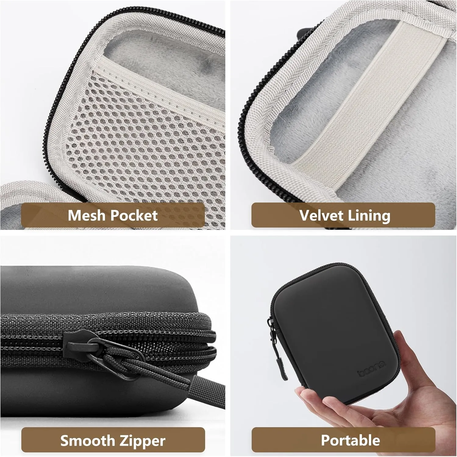 Digital Camera Case for CAMKORY, KODAK PIXPRO FZ45/FZ55, Canon IXUS 285 HS, Lecran, Small Travel Compact Camera Pouch with Mesh Pocket for Accessories SD Card (Black-PU)