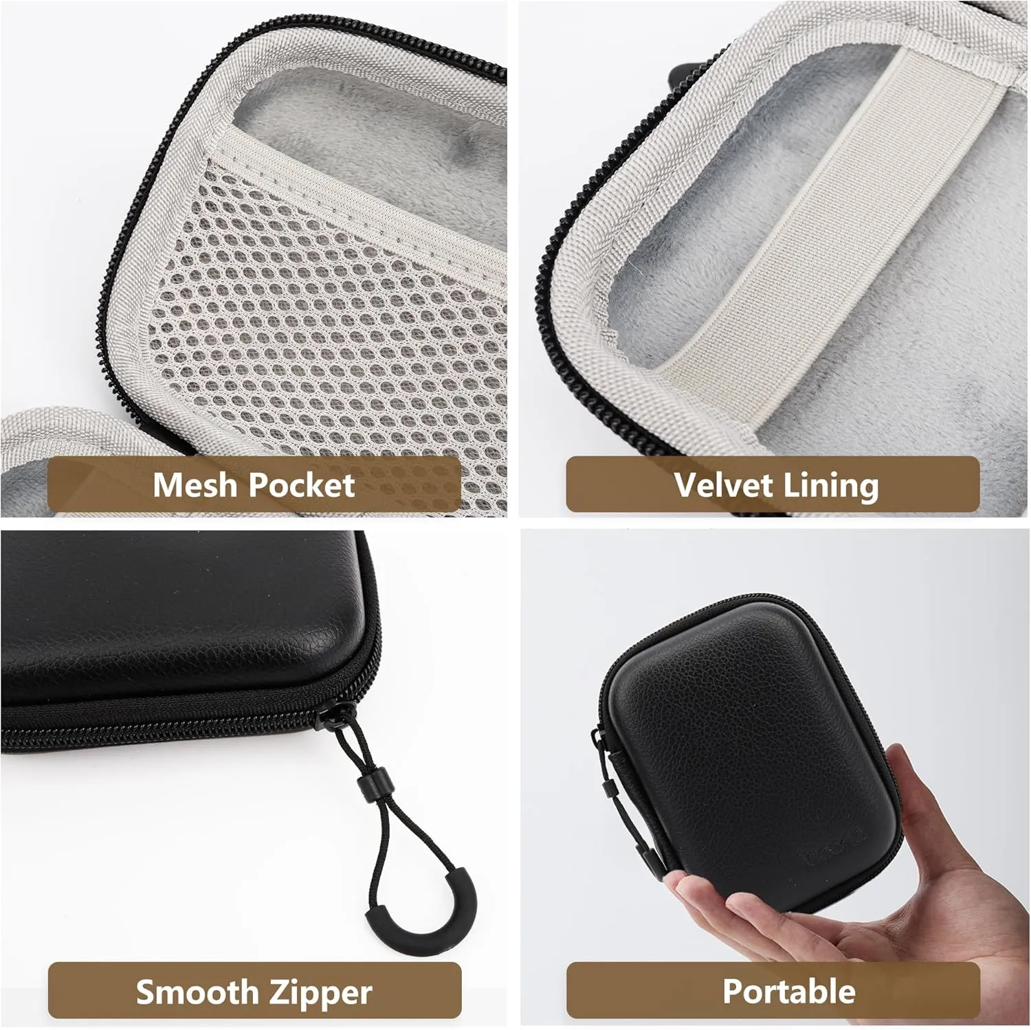Digital Camera Case for CAMKORY, KODAK PIXPRO FZ45/FZ55, Canon IXUS 285 HS, Lecran, Small Travel Compact Camera Pouch with Mesh Pocket for Accessories SD Card (Black)