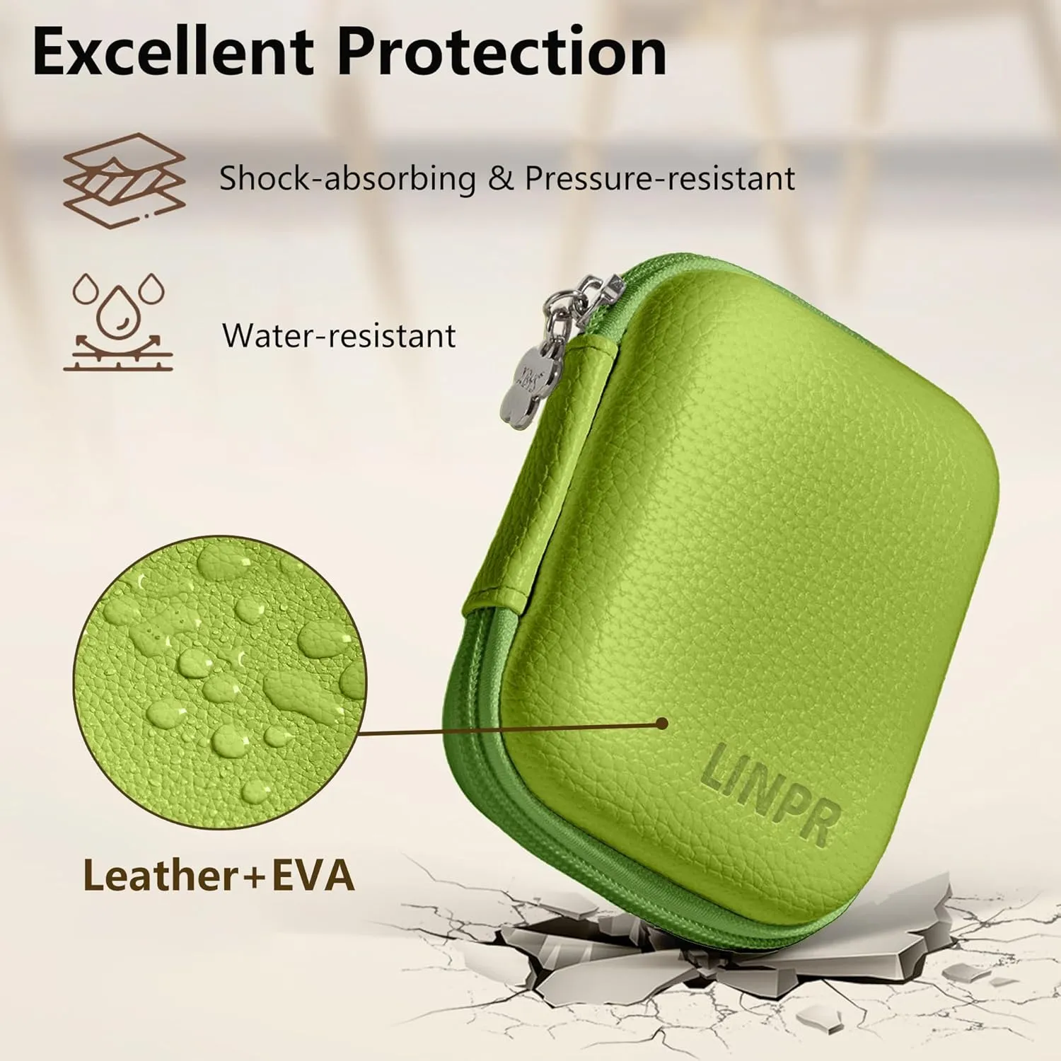 Digital Camera Case for CAMKORY, KODAK PIXPRO FZ45/FZ55, Canon IXUS 285 HS, Lecran, Small Travel Compact Camera Pouch with Mesh Pocket for Accessories SD Card (Green)