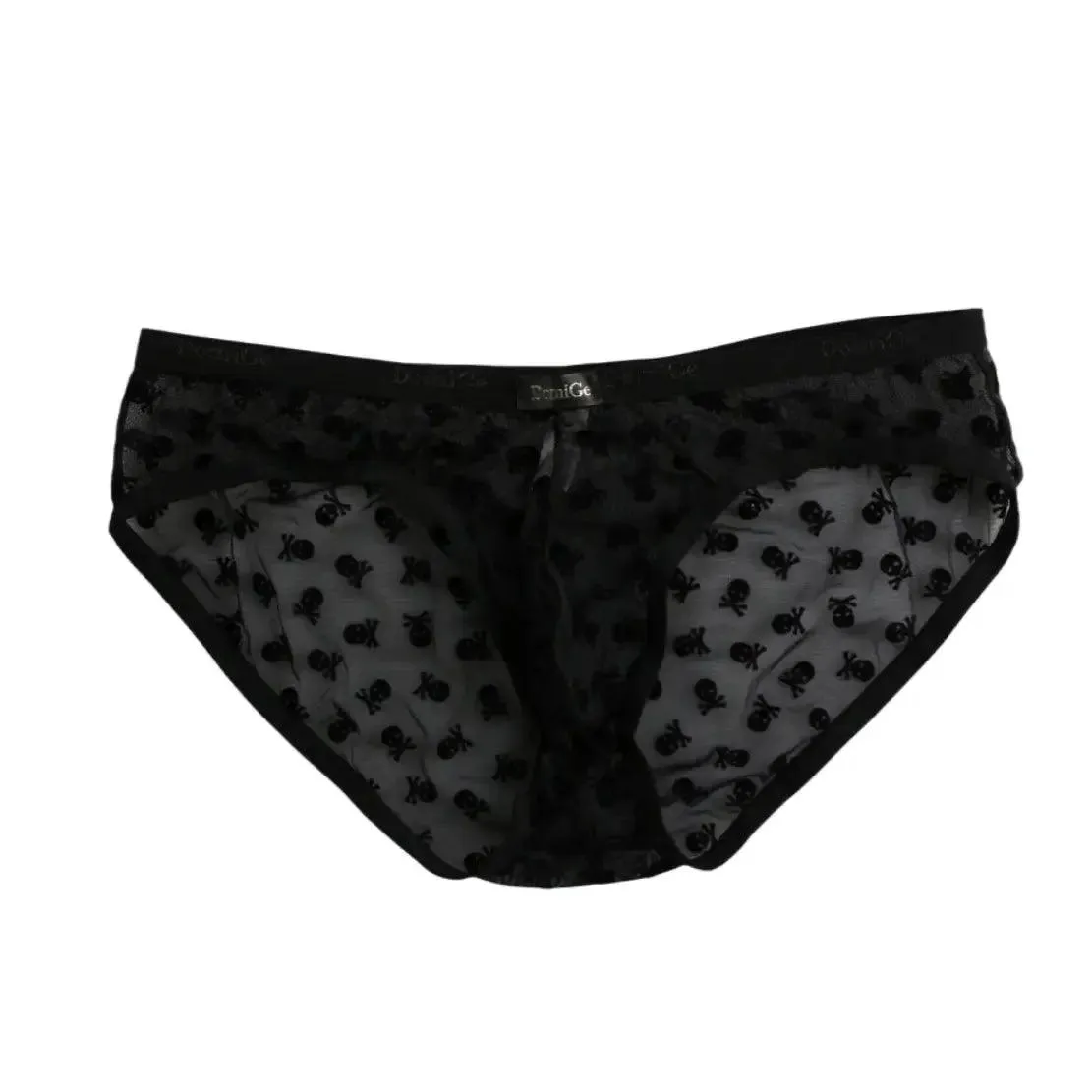 DomiGe Men's Lace Briefs Nylon Mesh Underwear Mid-Rise Lingerie