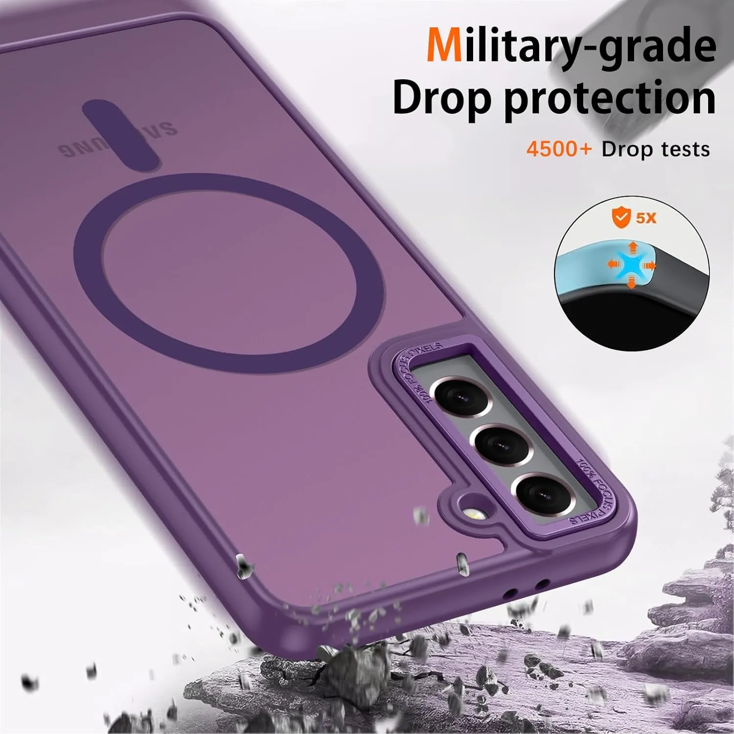 DUEDUE for Samsung Galaxy S21 Case Magnetic[Compatible with Magsafe], Translucent Matte Back Anti-Scratch Full Body Protective Cover Shockproof Phone Case for Samsung S21 6.2", Purple
