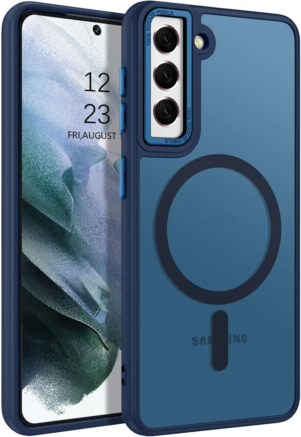 DUEDUE for Samsung Galaxy S21 Case Magnetic[Compatible with Magsafe], Translucent Matte Back Anti-Scratch Full Protective Cover Shockproof Phone Cases for Galaxy S21 6.2", Deep Blue