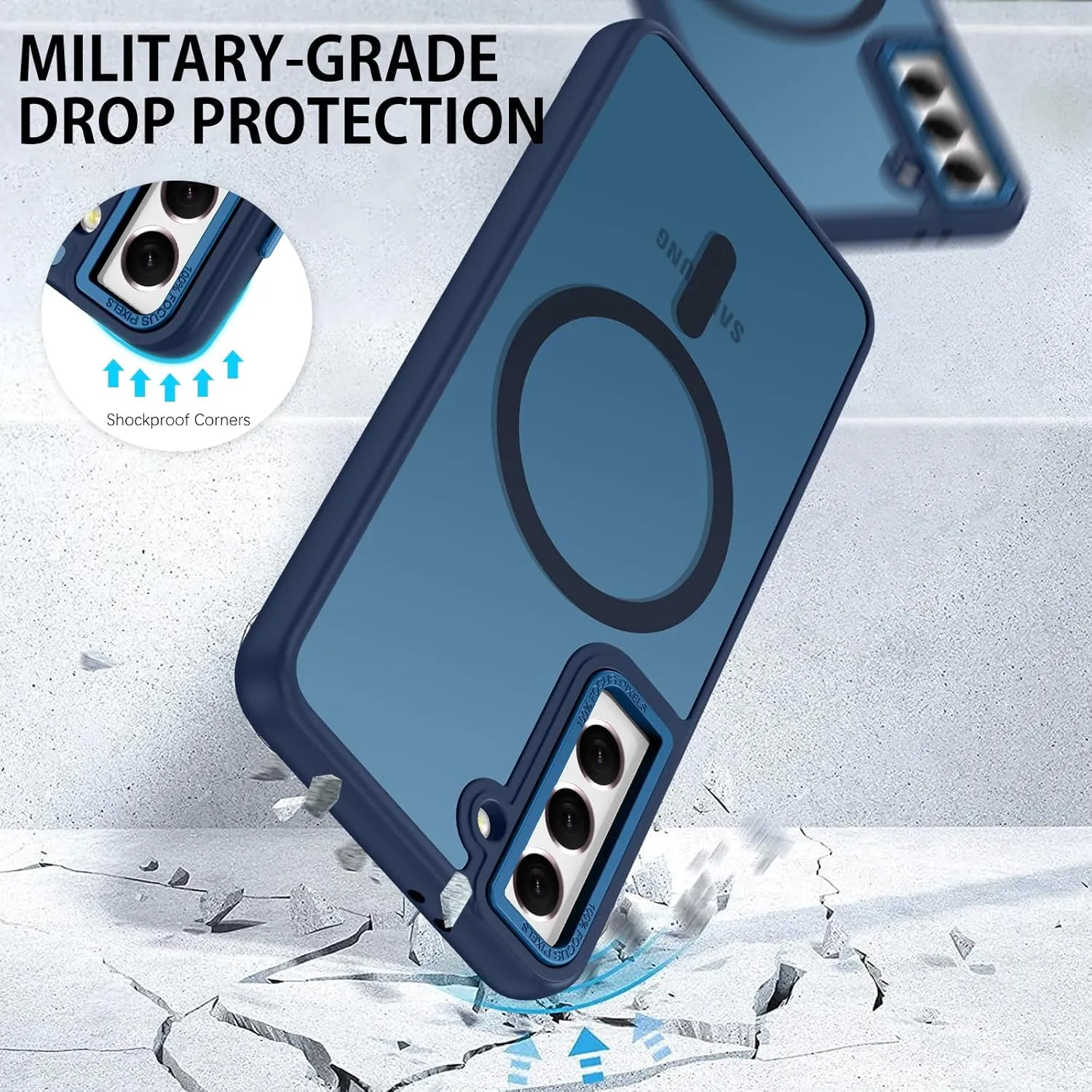 DUEDUE for Samsung Galaxy S21 Case Magnetic[Compatible with Magsafe], Translucent Matte Back Anti-Scratch Full Protective Cover Shockproof Phone Cases for Galaxy S21 6.2", Deep Blue