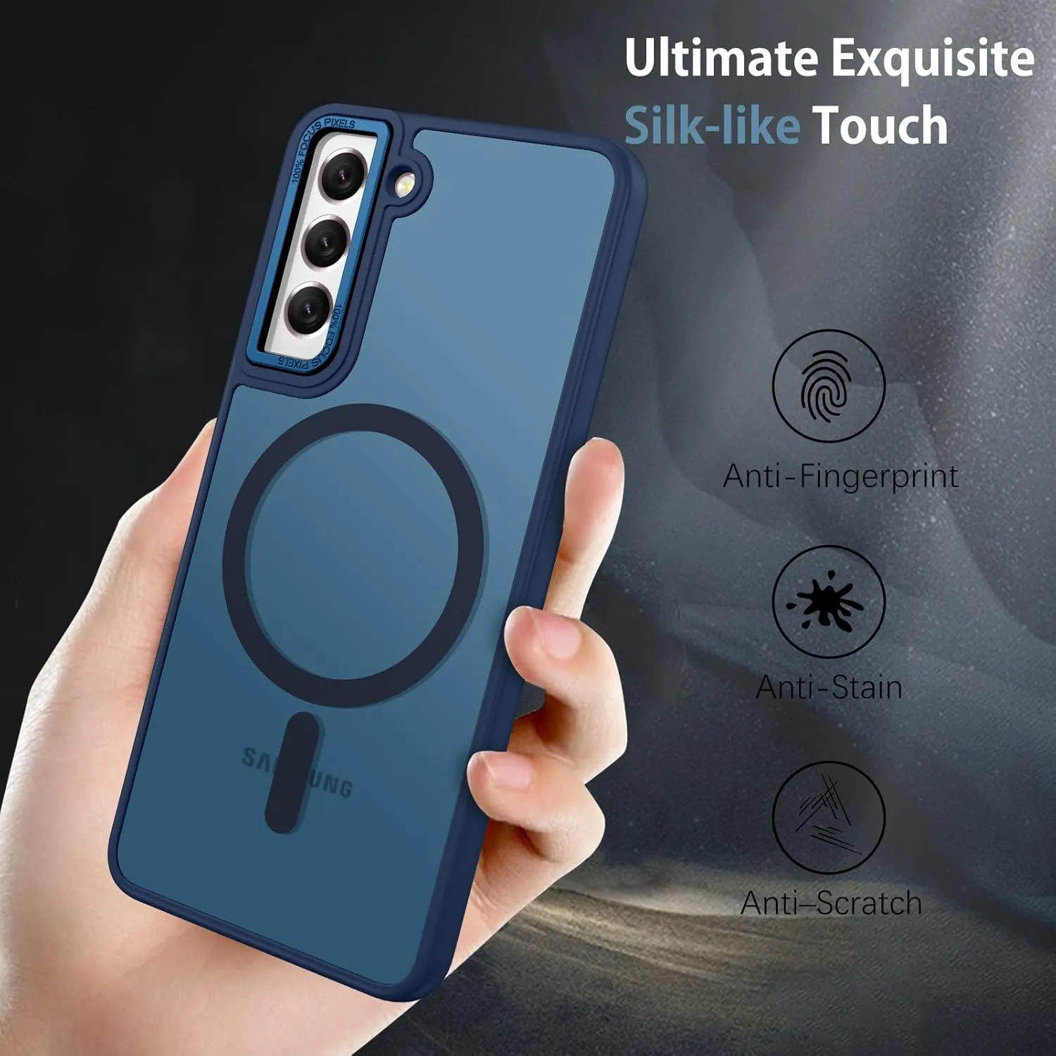 DUEDUE for Samsung Galaxy S21 Case Magnetic[Compatible with Magsafe], Translucent Matte Back Anti-Scratch Full Protective Cover Shockproof Phone Cases for Galaxy S21 6.2", Deep Blue