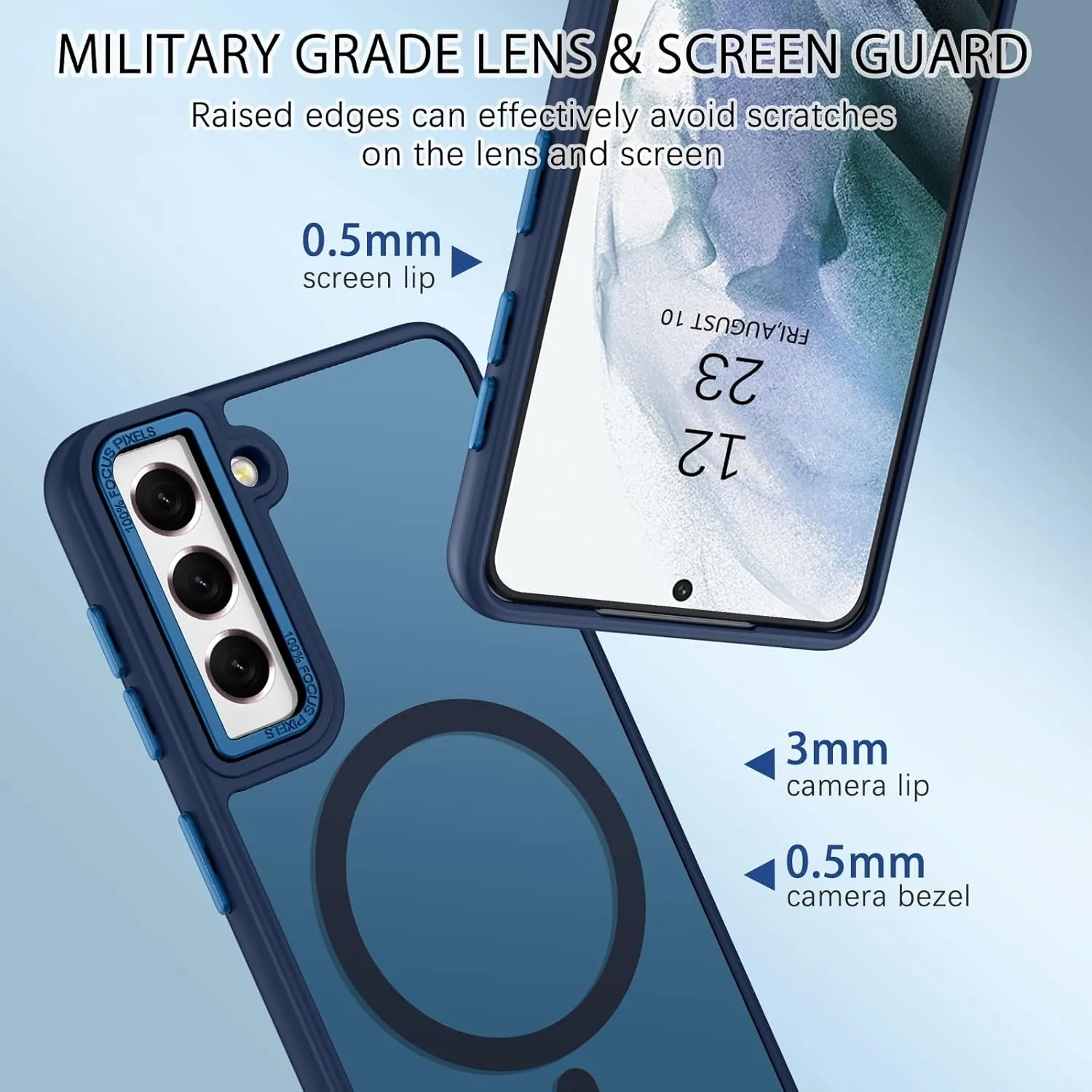 DUEDUE for Samsung Galaxy S21 Case Magnetic[Compatible with Magsafe], Translucent Matte Back Anti-Scratch Full Protective Cover Shockproof Phone Cases for Galaxy S21 6.2", Deep Blue