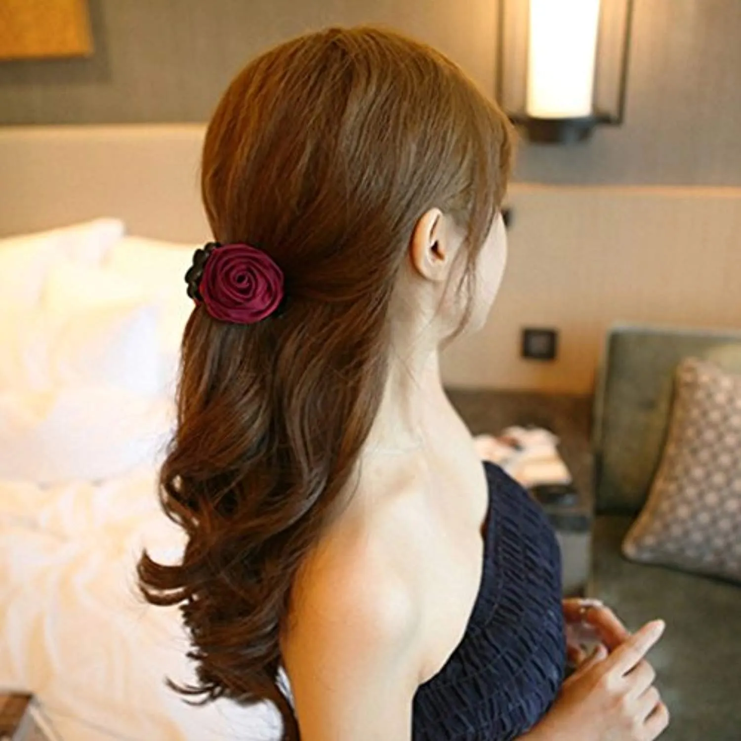 Electomania Women's and Girl's Cloth Rose Flower Hair Clip Jaw Clutcher Set (Random Colour)