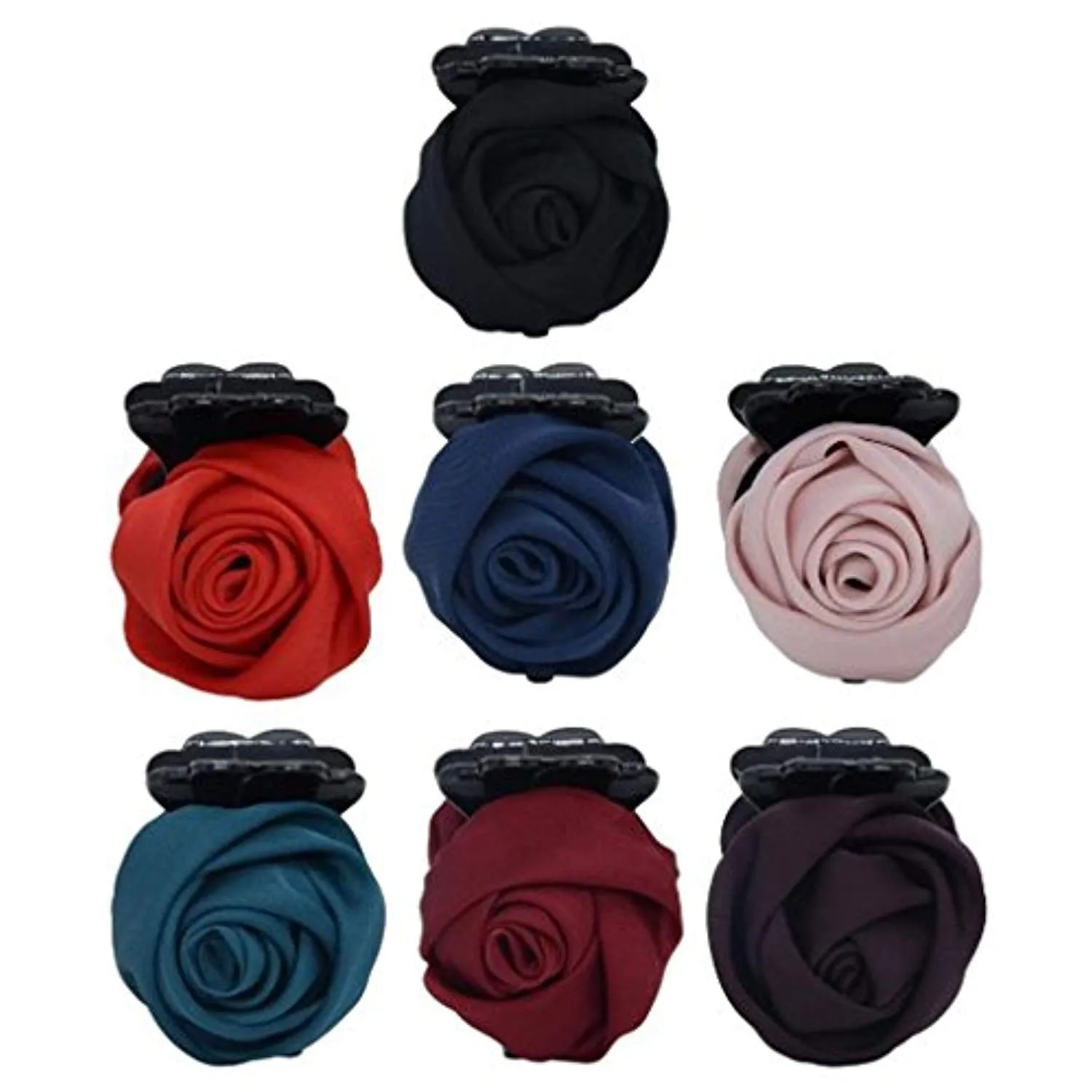 Electomania Women's and Girl's Cloth Rose Flower Hair Clip Jaw Clutcher Set (Random Colour)