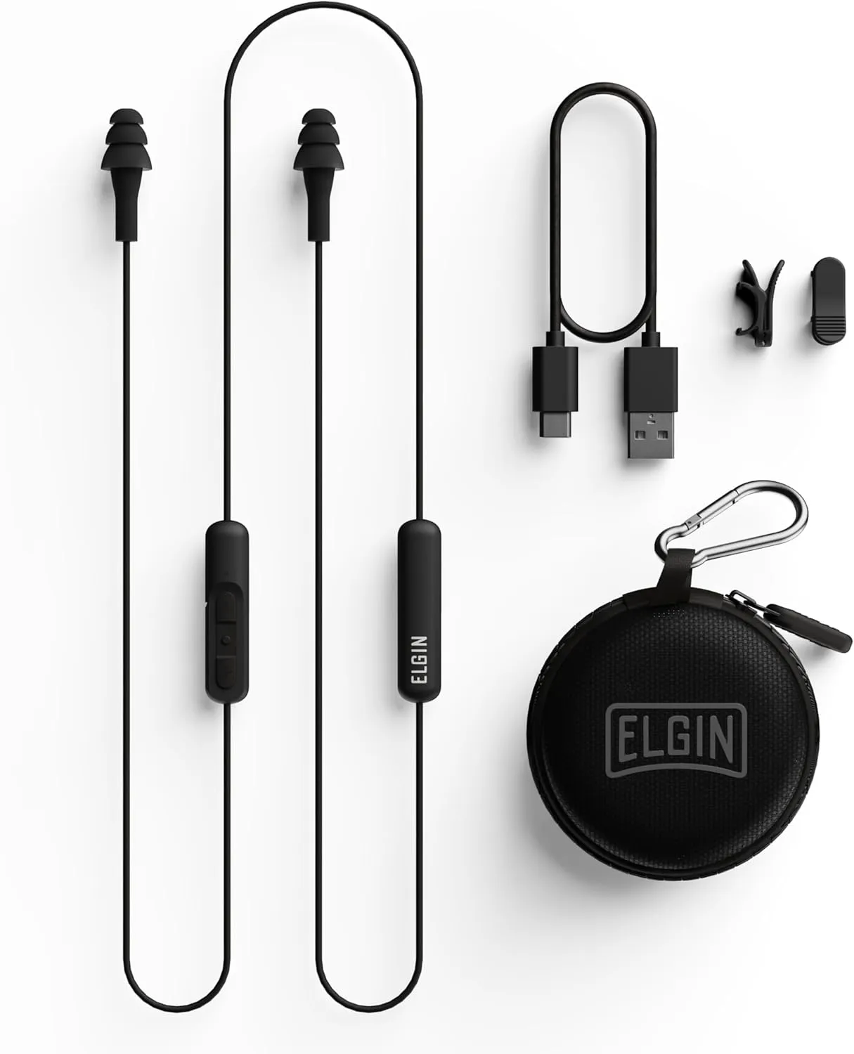 Elgin Ruckus Wireless Bluetooth Earplug Headphones, 25 dB Noise Reduction Ear Plug Earbuds, Noise Cancelling Mic, 12 Hour Battery, IP65 sweatproof, OSHA Compliant Hearing Protection, Work Safety