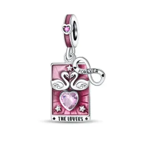 Eternal Love Swan & Infinity Heart Tarot Card Dangle Charm