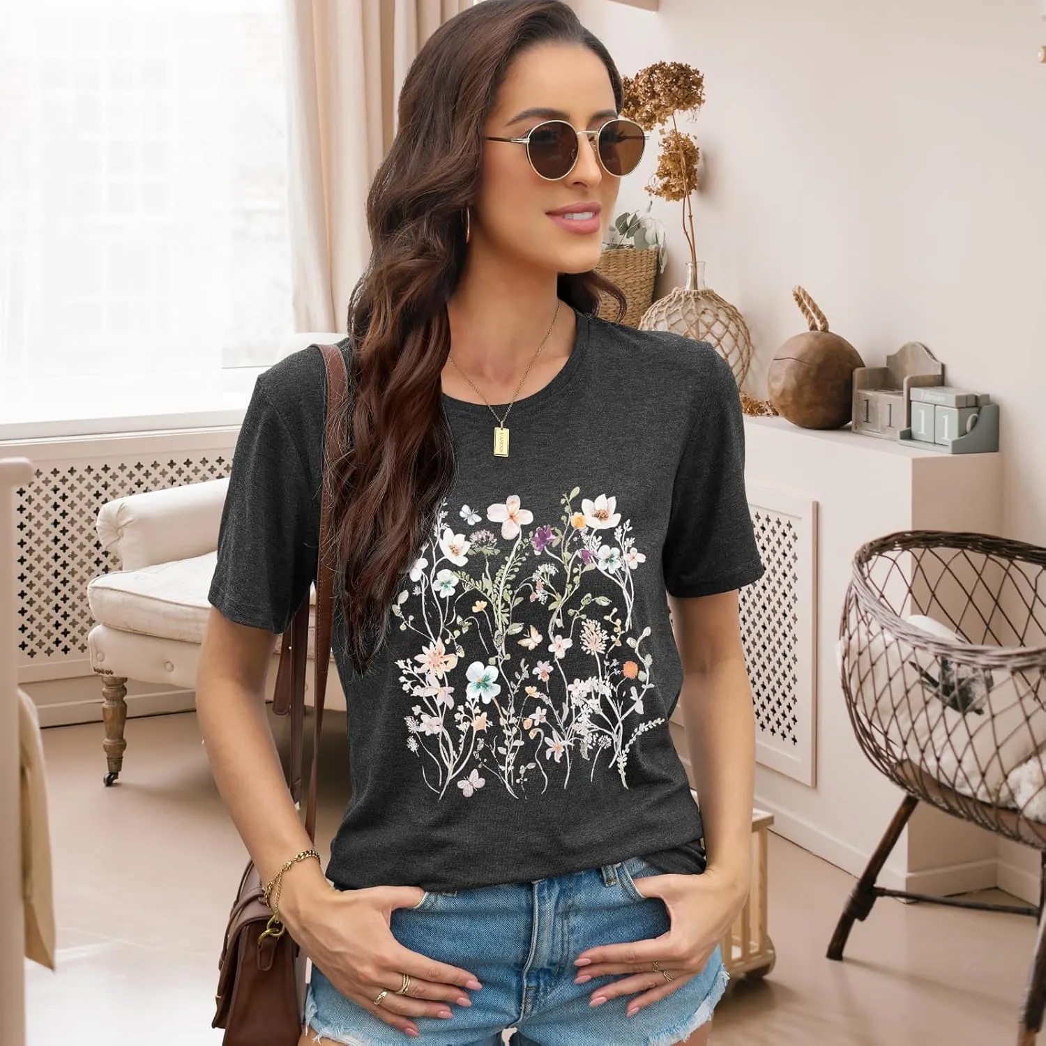 EUOW Tshirts for Womens Graphic Summer Tees Short Sleeve Loose Fit Trendy Tops