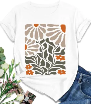 EUOW Tshirts for Womens Graphic Summer Tees Short Sleeve Loose Fit Trendy Tops
