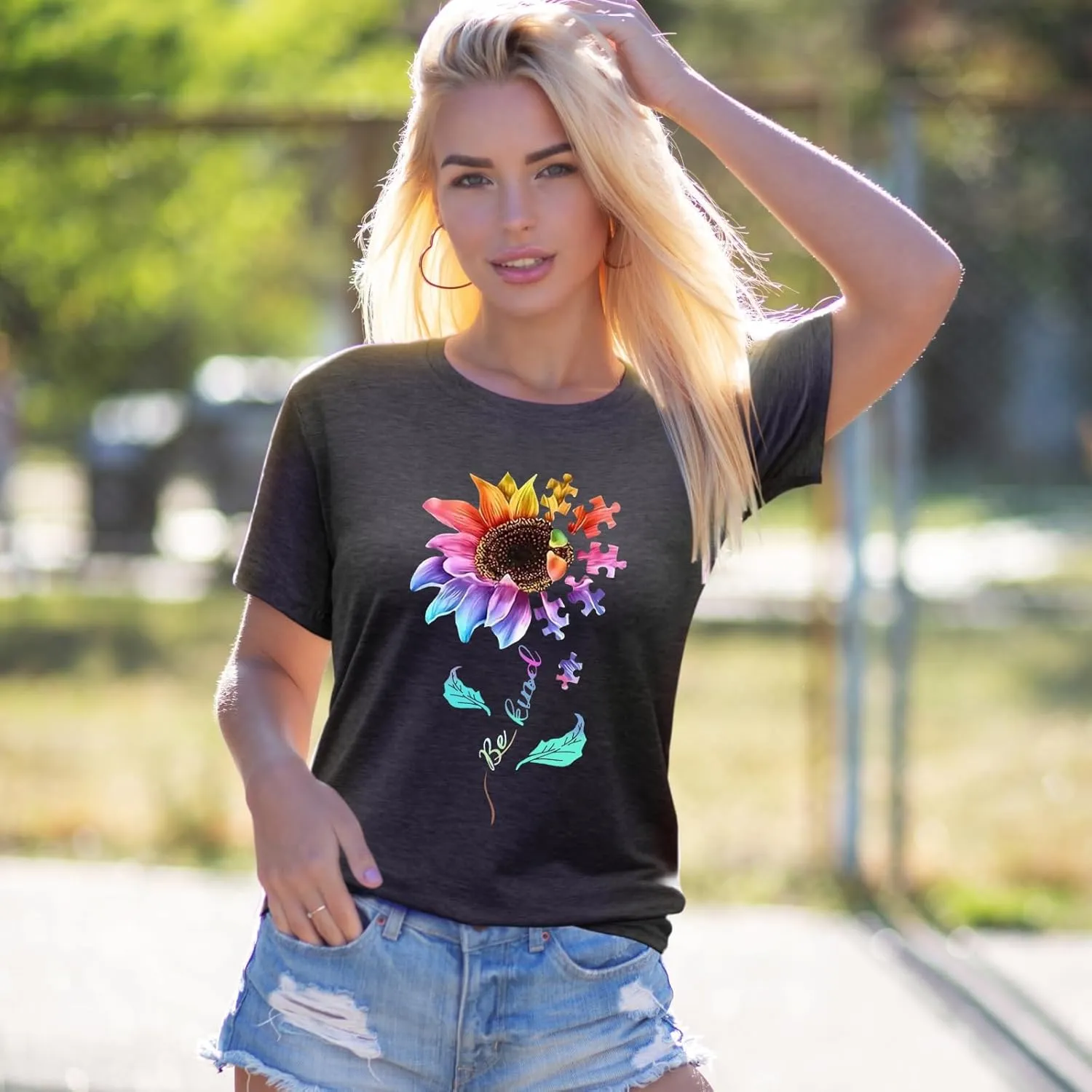 EUOW Tshirts for Womens Graphic Summer Tees Short Sleeve Loose Fit Trendy Tops