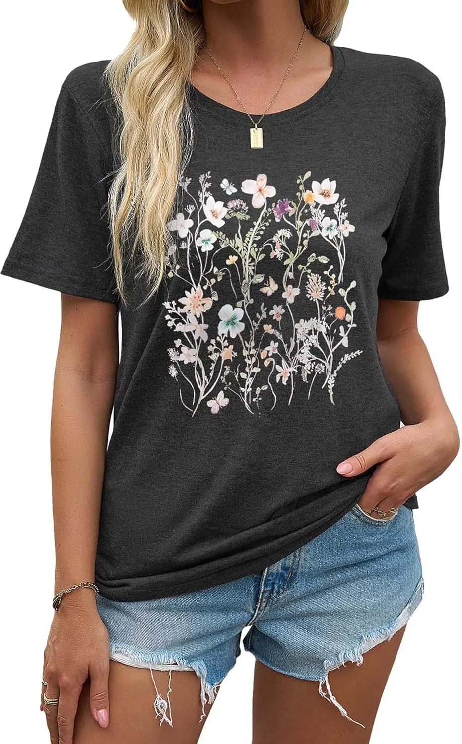 EUOW Tshirts for Womens Graphic Summer Tees Short Sleeve Loose Fit Trendy Tops