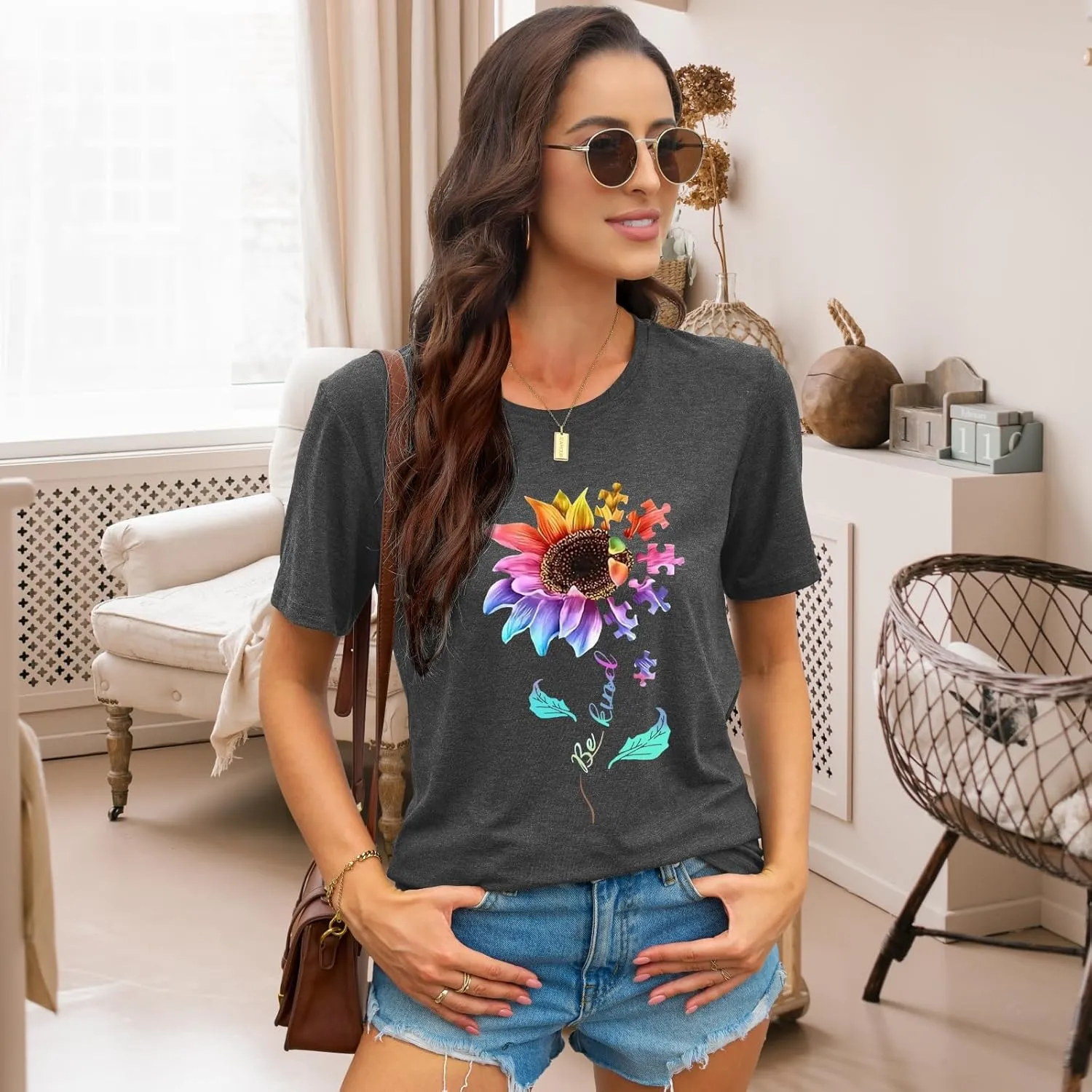 EUOW Tshirts for Womens Graphic Summer Tees Short Sleeve Loose Fit Trendy Tops