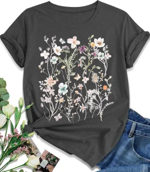EUOW Tshirts for Womens Graphic Summer Tees Short Sleeve Loose Fit Trendy Tops
