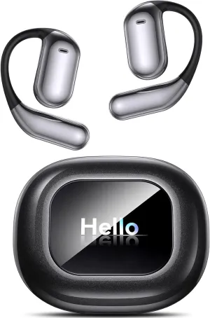 EUQQ Ultra Open-Ear-Headphones Wireless Bluetooth - Ergonomic Pro Bone Conduction Earbuds with Soft, Airy Silicone Design, Over-The-Ear Earbuds for Running, Sports, Fitness and Workouts, Black
