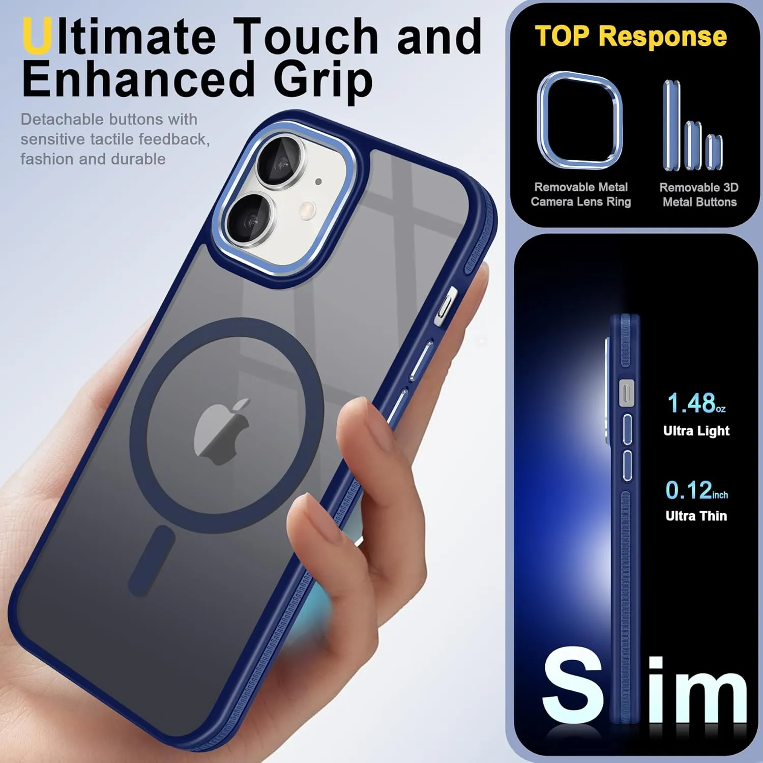 Fingic for iPhone 11 Phone Case[Compatible with Magsafe][Support Magnetic Car Mount]Non-Slip Shockproof Protective Slim Fit Matte for Women Men Boys Phone Cover Case for iPhone 11 Case,6.1",2019,Blue