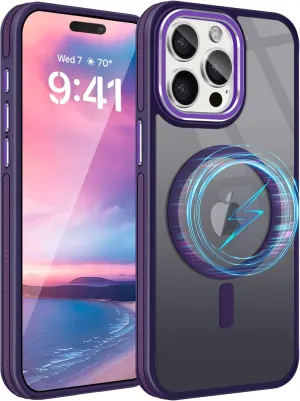 Fingic for iPhone 15 ProMax Case[Compatible with Magsafe][15FT Military Grade Drop Protection][Detachable Camera Len Protection]Shockproof Anti-Fingerprint Slim Matte Case for iPhone 15 Pro Max,Purple