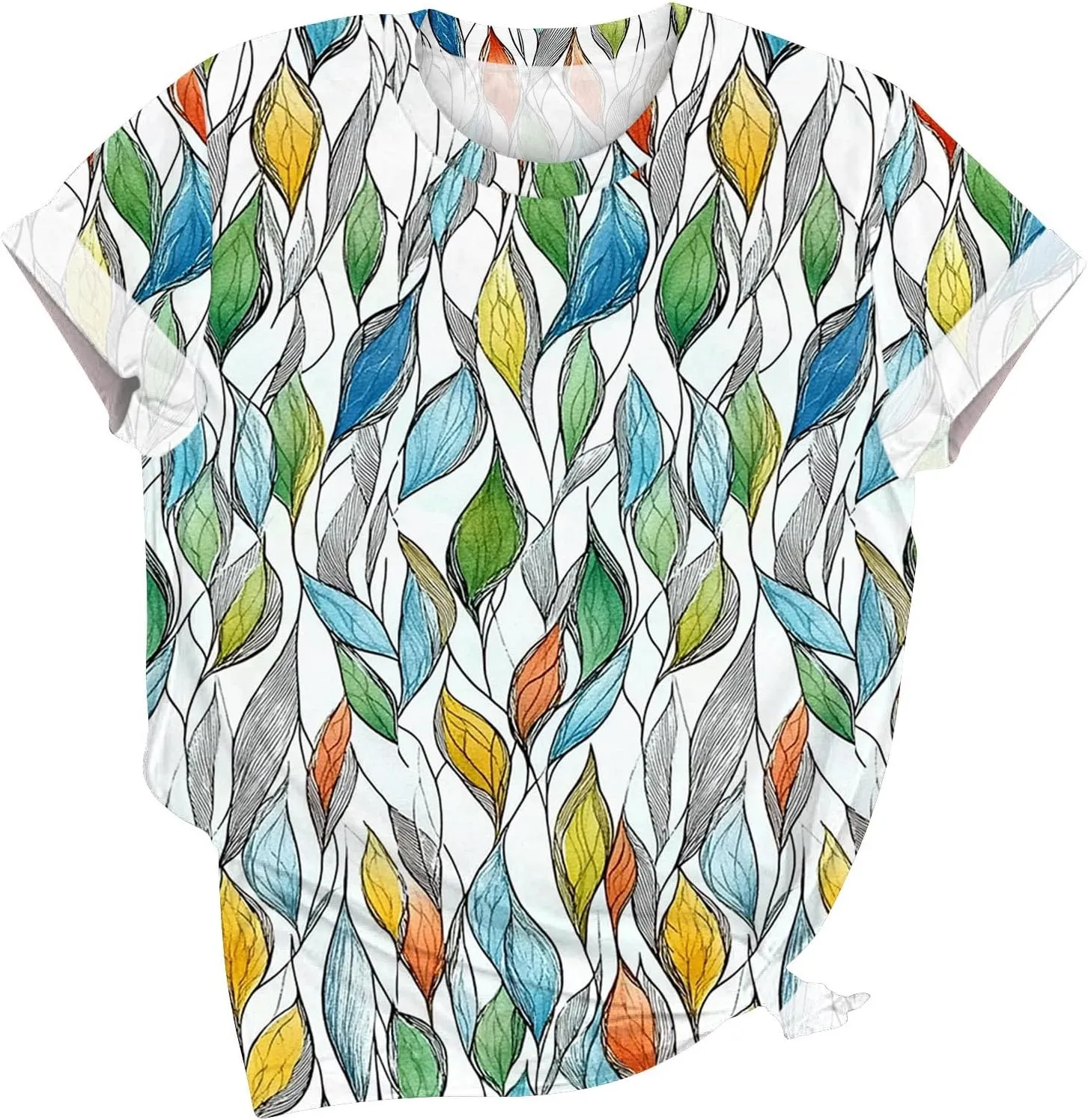 Floral Shirts for Women Trendy Crew Neck Short Sleeve Tshirt Casual Loose Fit Basic Tees Ladies Summer Tops