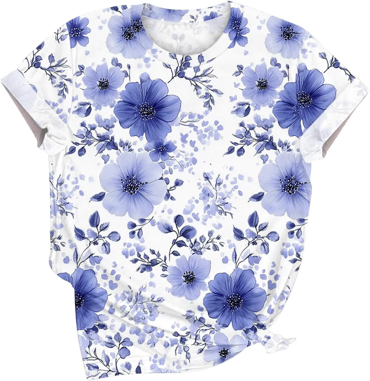 Floral Shirts for Women Trendy Crew Neck Short Sleeve Tshirt Casual Loose Fit Basic Tees Ladies Summer Tops