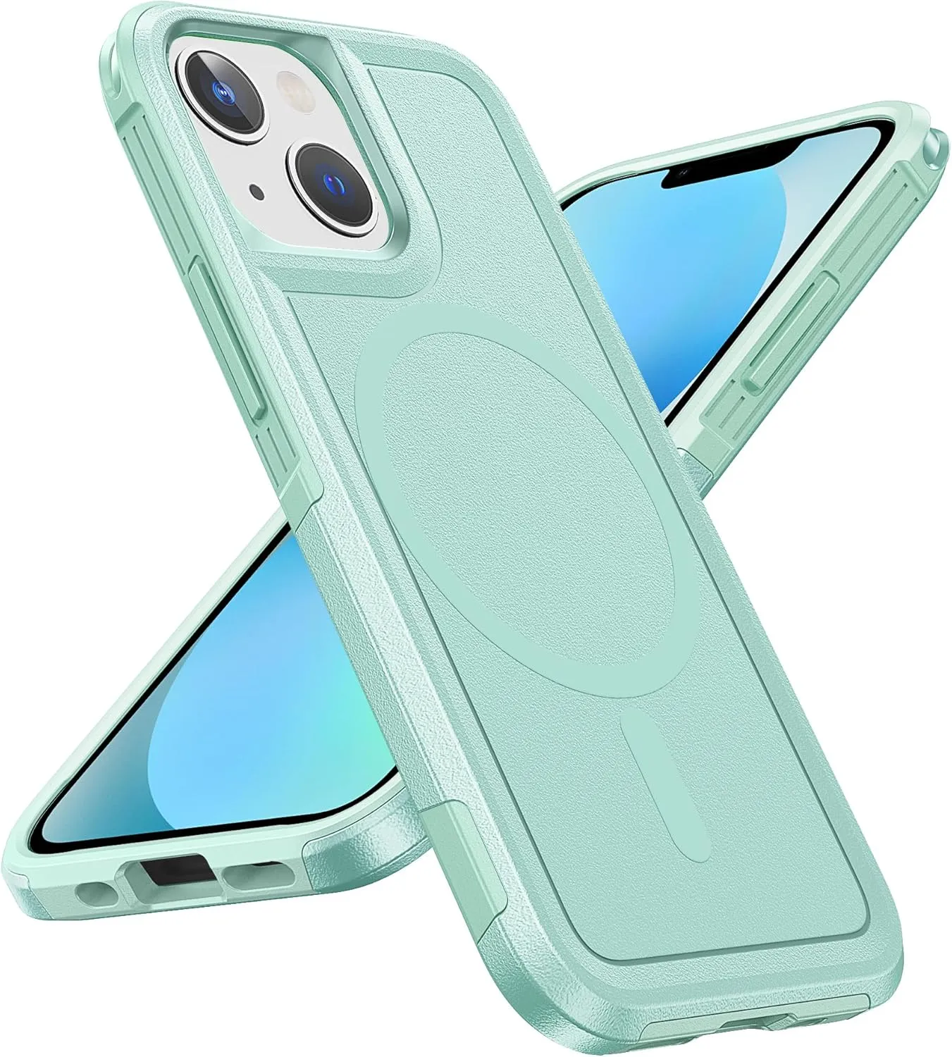 FNTCASE for iPhone 12 Mini Magnet Case: iPhone 13 Mini Magnetic Dual Layer Military Grade Drop Shockproof Protection Cell Phone Cover - Rugged Durable Heavy Duty Protective Bumper Tough (Green)