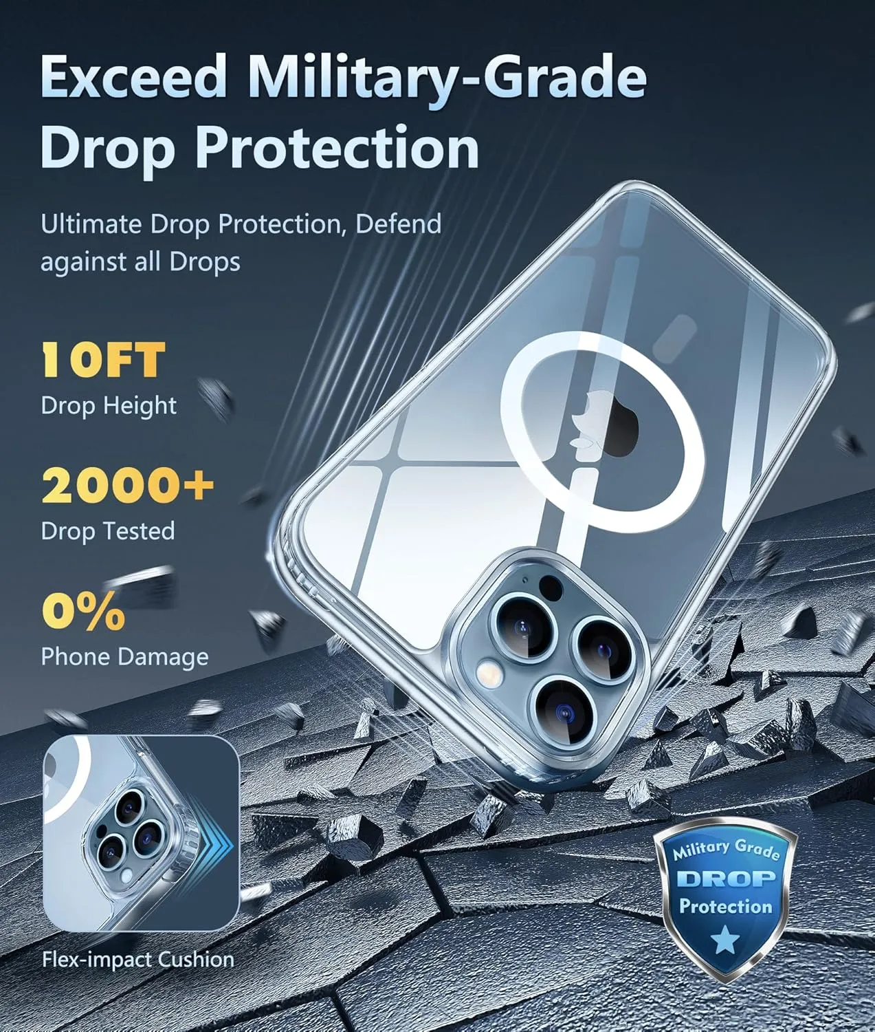 FNTCASE for iPhone 12 Pro-Max Case: Strong Magnetic Anti Yellowing Slim Clear Case | Military Grade Protective & Shockproof Drop Protection Thin Transparent Phone Cover