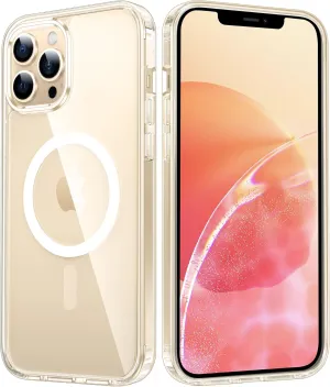 FNTCASE for iPhone 12 Pro-Max Case: Strong Magnetic Anti Yellowing Slim Clear Case | Military Grade Protective & Shockproof Drop Protection Thin Transparent Phone Cover