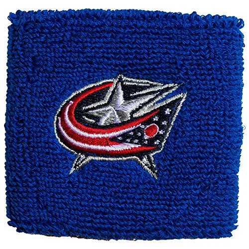 Franklin Sports NHL Columbus Blue Jackets 2.5" Embroidered Wristbands, One Pair