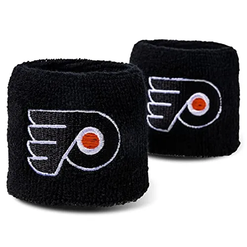 Franklin Sports NHL Philadelphia Flyers 2.5" Embroidered Wristbands, One Pair