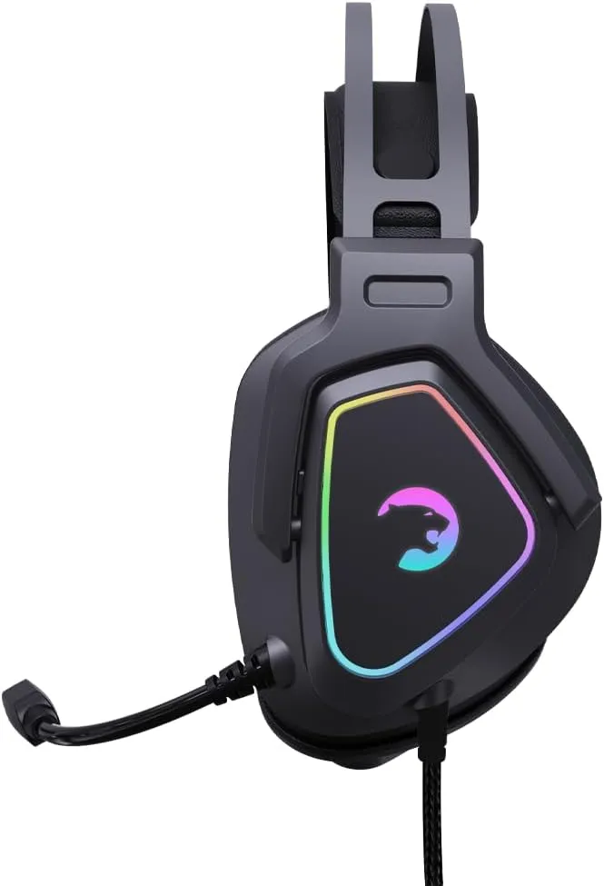 GAMEPOWER Kyruse PRO HiFi USB Gaming Headset - 7.1 Virtual Surround Sound, Wired RGB Led Headphones 53MM Drivers, Comfort Design, 360 Spatial Audio, Noise Cancelling Mic, Laptop, PC, Black