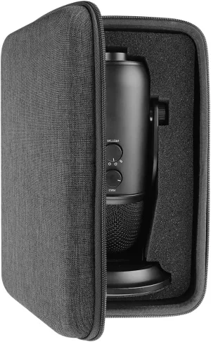 Geekria for Creators Microphone Case with Foam Compatible with Blue 1967 Yeti Pro, Blue Yeti, Hard Shell Mic Carrying Case, Travel Protective Bag with Cable Storage (Dark Grey)