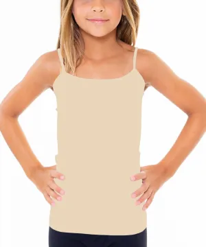 Girls Full Sleeveless Camisole Tank Tops  Stretch Undershirts Comfortable Camis (One Size Fits Ages 7-10)