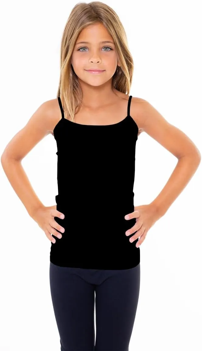 Girls Full Sleeveless Camisole Tank Tops  Stretch Undershirts Comfortable Camis (One Size Fits Ages 7-10)