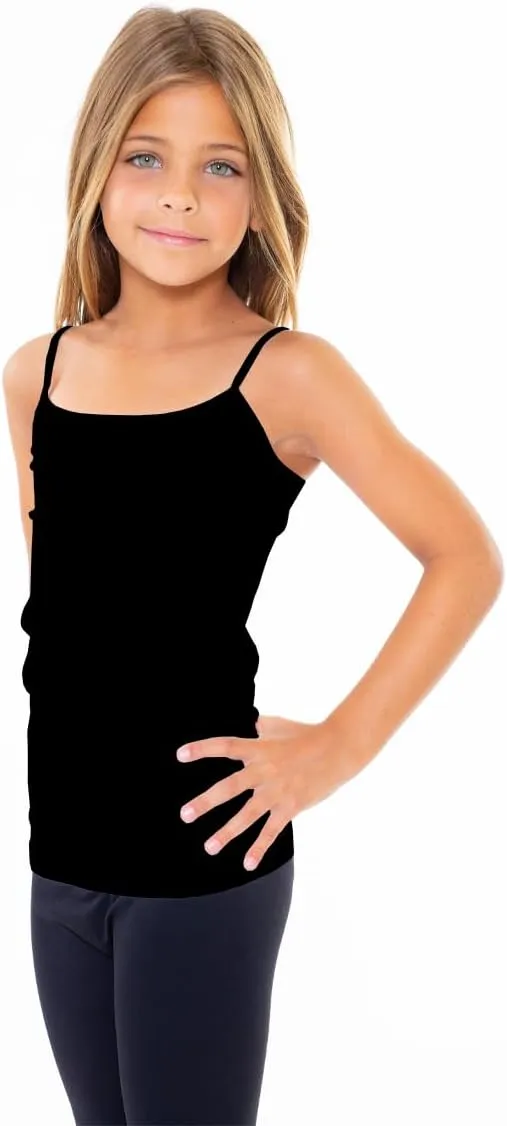 Girls Full Sleeveless Camisole Tank Tops  Stretch Undershirts Comfortable Camis (One Size Fits Ages 7-10)