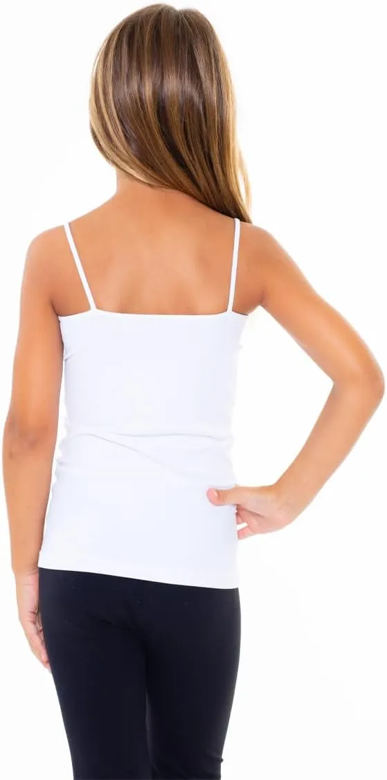 Girls Full Sleeveless Camisole Tank Tops  Stretch Undershirts Comfortable Camis (One Size Fits Ages 7-10)