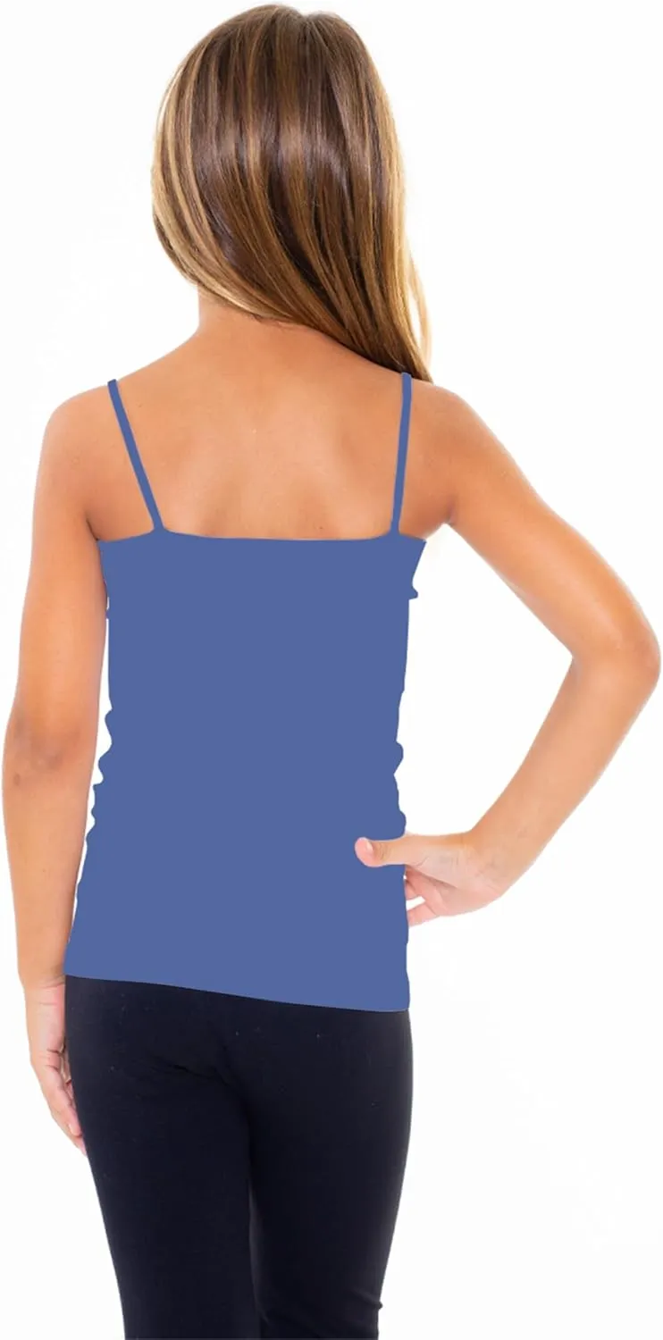 Girls Full Sleeveless Camisole Tank Tops  Stretch Undershirts Comfortable Camis (One Size Fits Ages 7-10)